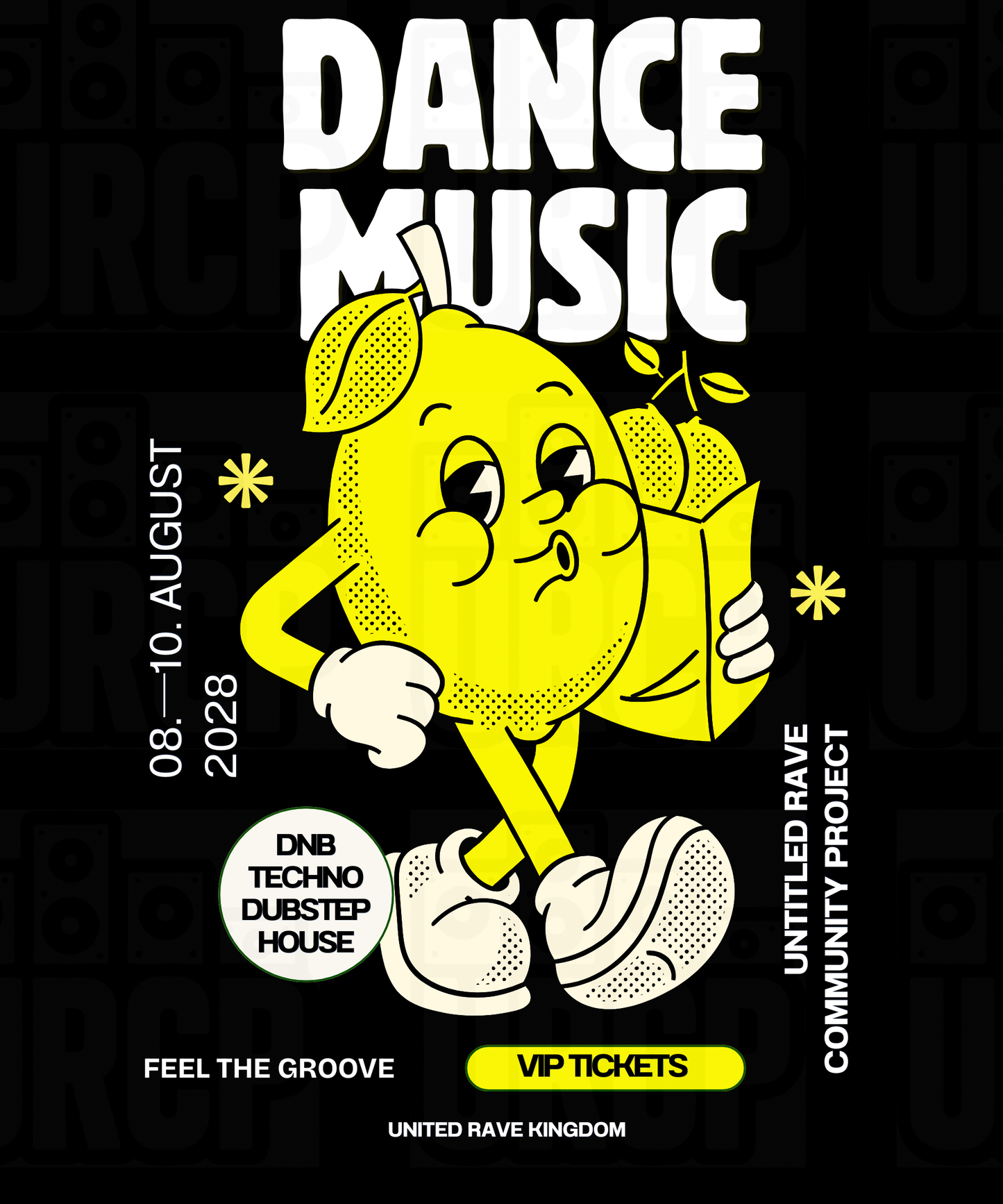 DANCE MUSIC CREWNECK CROP TOP - BACK PRINT (black)