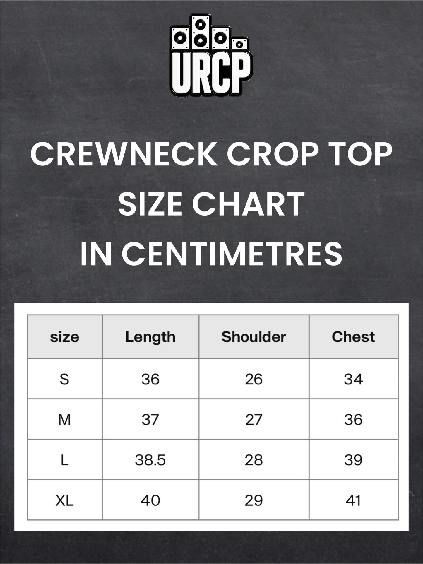 URCP 10 CREWNECK CROP TOP - BACK PRINT (multiple colours)