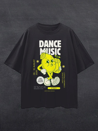 DANCE MUSIC UNISEX TEE - FRONT PRINT (black)