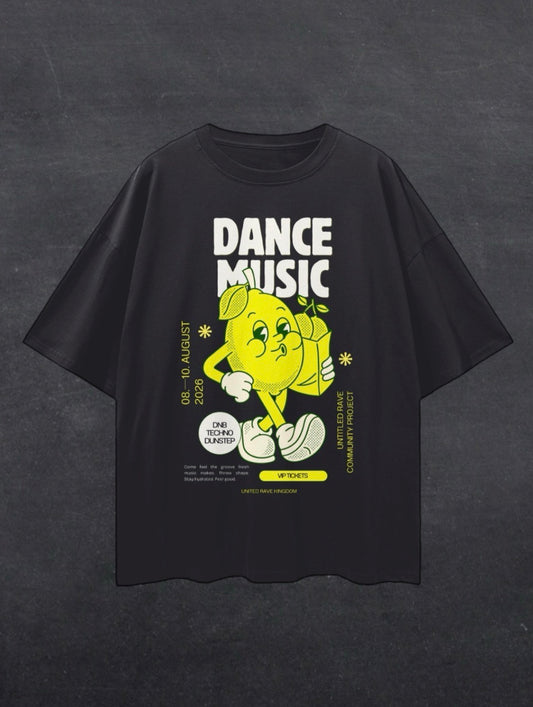 DANCE MUSIC UNISEX TEE - FRONT PRINT (black)