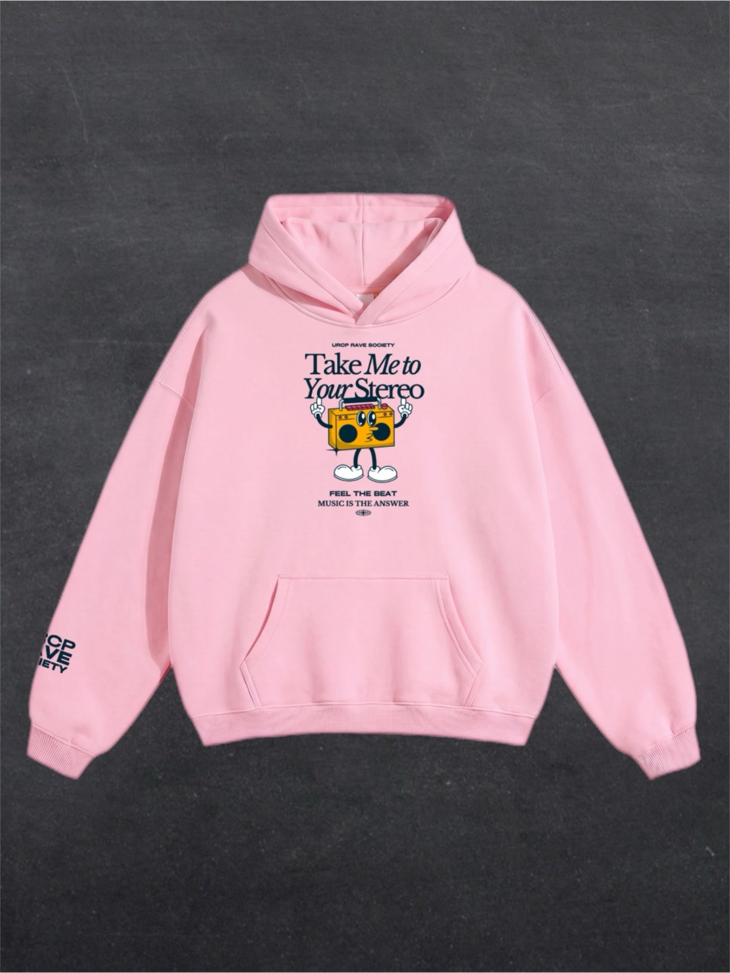 TAKE ME TO YOUR STEREO UNISEX HOODIE - FRONT PRINT (multiple colours)