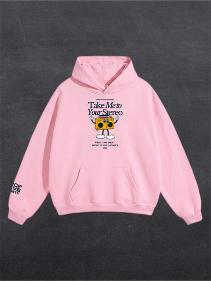 TAKE ME TO YOUR STEREO UNISEX HOODIE - FRONT PRINT (multiple colours)