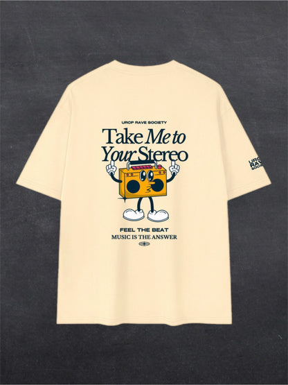TAKE ME TO YOUR STEREO UNISEX TEE - BACK PRINT (multiple colours)