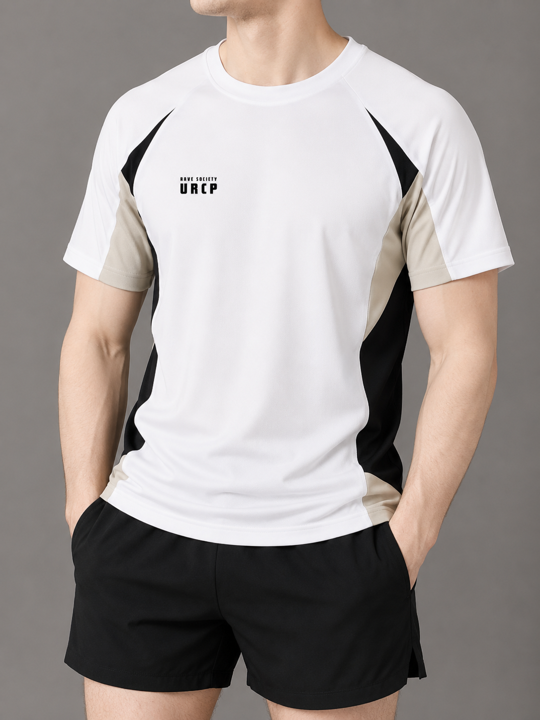 URCP RAVE SOCIETY UNISEX COLOUR BLOCK TOP (back design)