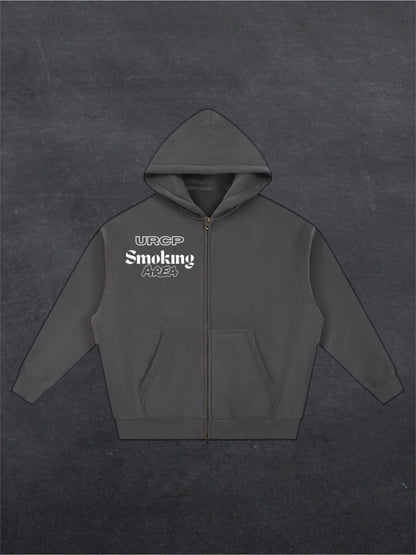 SMOKING AREA UNISEX ZIP UP HOODIE - FRONT PRINT (multiple colours)