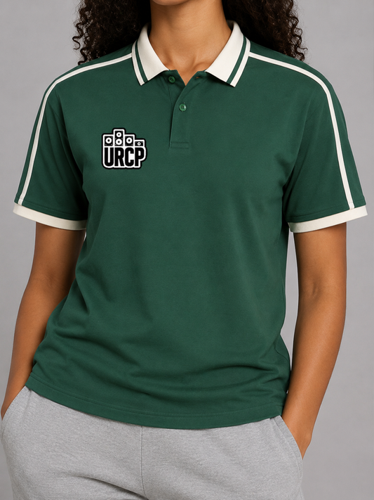 URCP UNISEX STRIPPED POLO - FRONT PRINT (multiple colours)