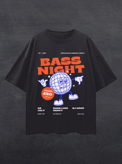 BASS NIGHT UNISEX TEE - FRONT PRINT (black/grey)