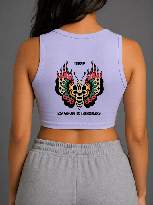BLOSSOM IN DARKNESS CREWNECK CROP TOP (back design)