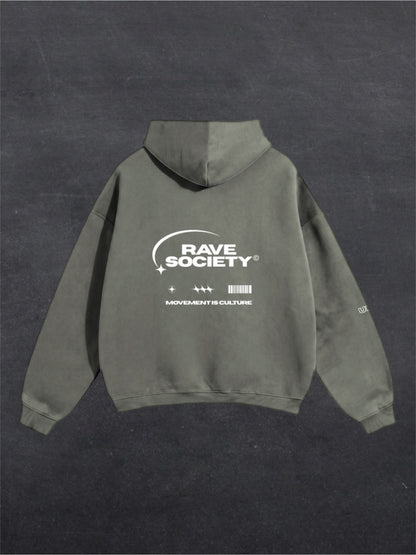 RAVE SOCIETY UNISEX HOODIE - BACK PRINT (multiple colours)