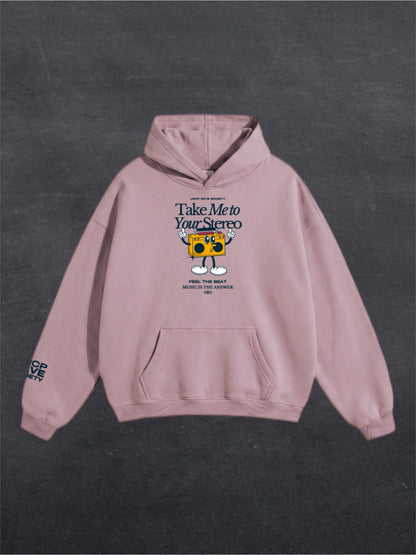 TAKE ME TO YOUR STEREO UNISEX HOODIE - FRONT PRINT (multiple colours)