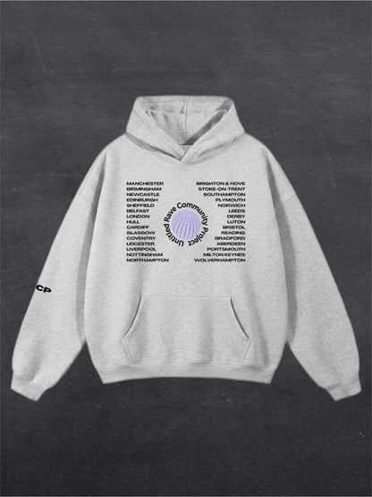 UNITED RAVE KINGDOM UNISEX HOODIE - FRONT PRINT (multiple colours)