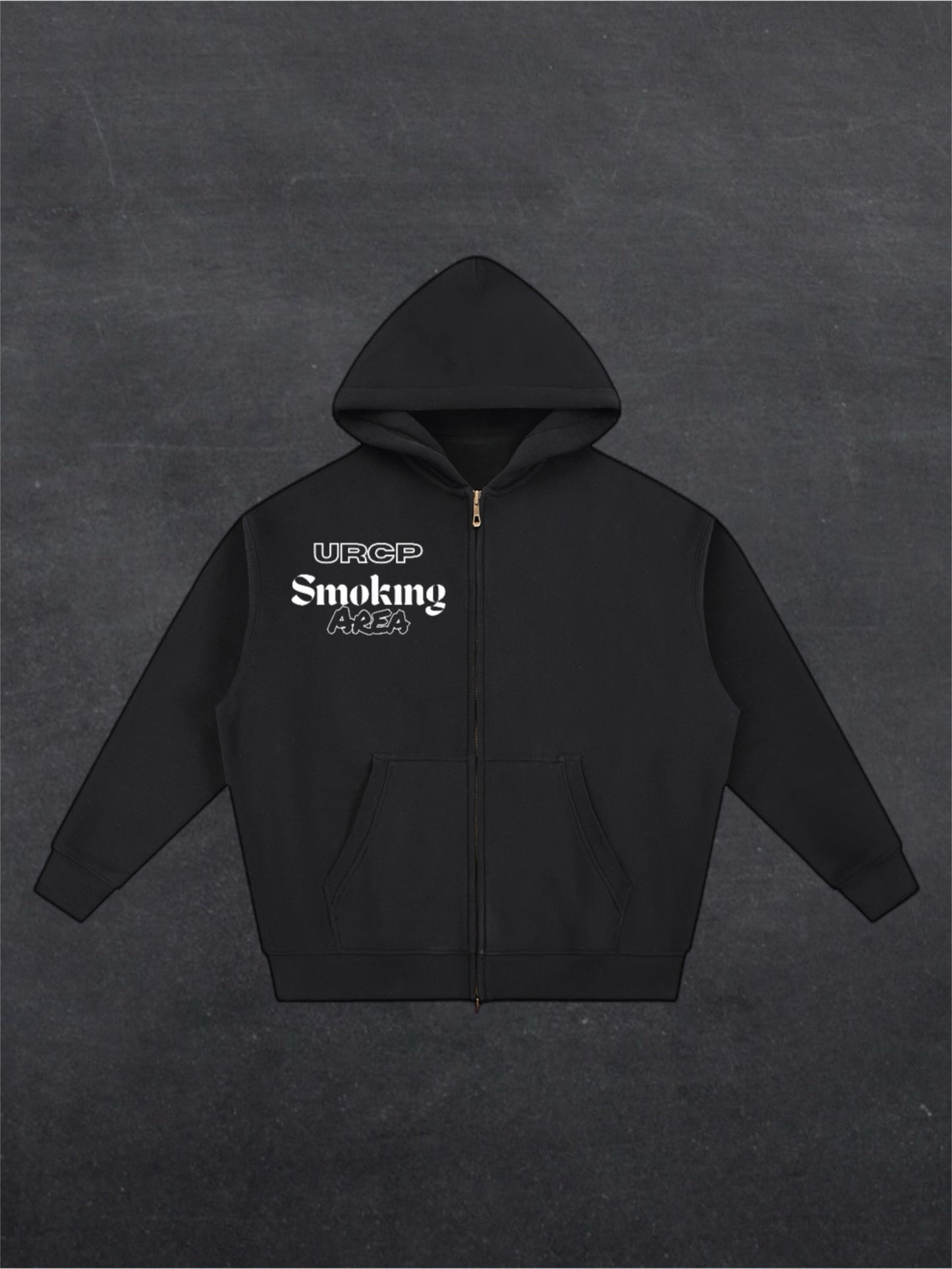 SMOKING AREA UNISEX ZIP UP HOODIE - FRONT PRINT (multiple colours)