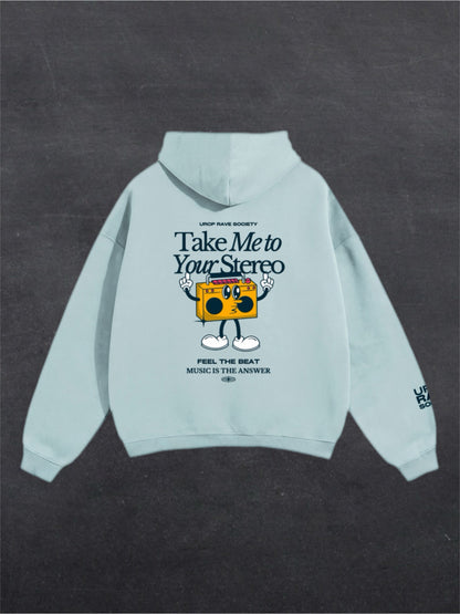 TAKE ME TO YOUR STEREO UNISEX HOODIE - BACK PRINT (multiple colours)