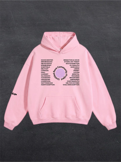UNITED RAVE KINGDOM UNISEX HOODIE - FRONT PRINT (multiple colours)