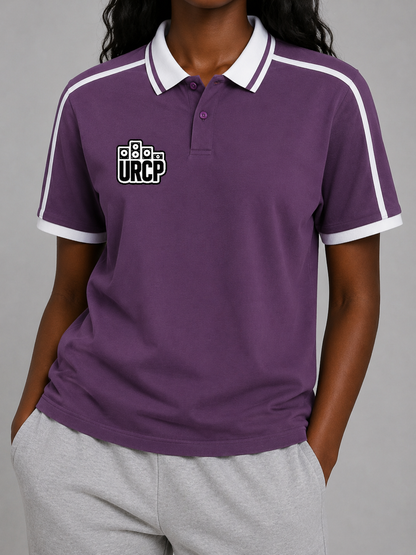 URCP UNISEX STRIPPED POLO - FRONT PRINT (multiple colours)