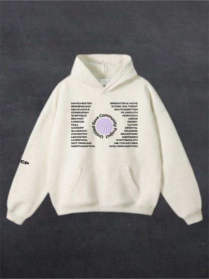 UNITED RAVE KINGDOM UNISEX HOODIE - FRONT PRINT (multiple colours)