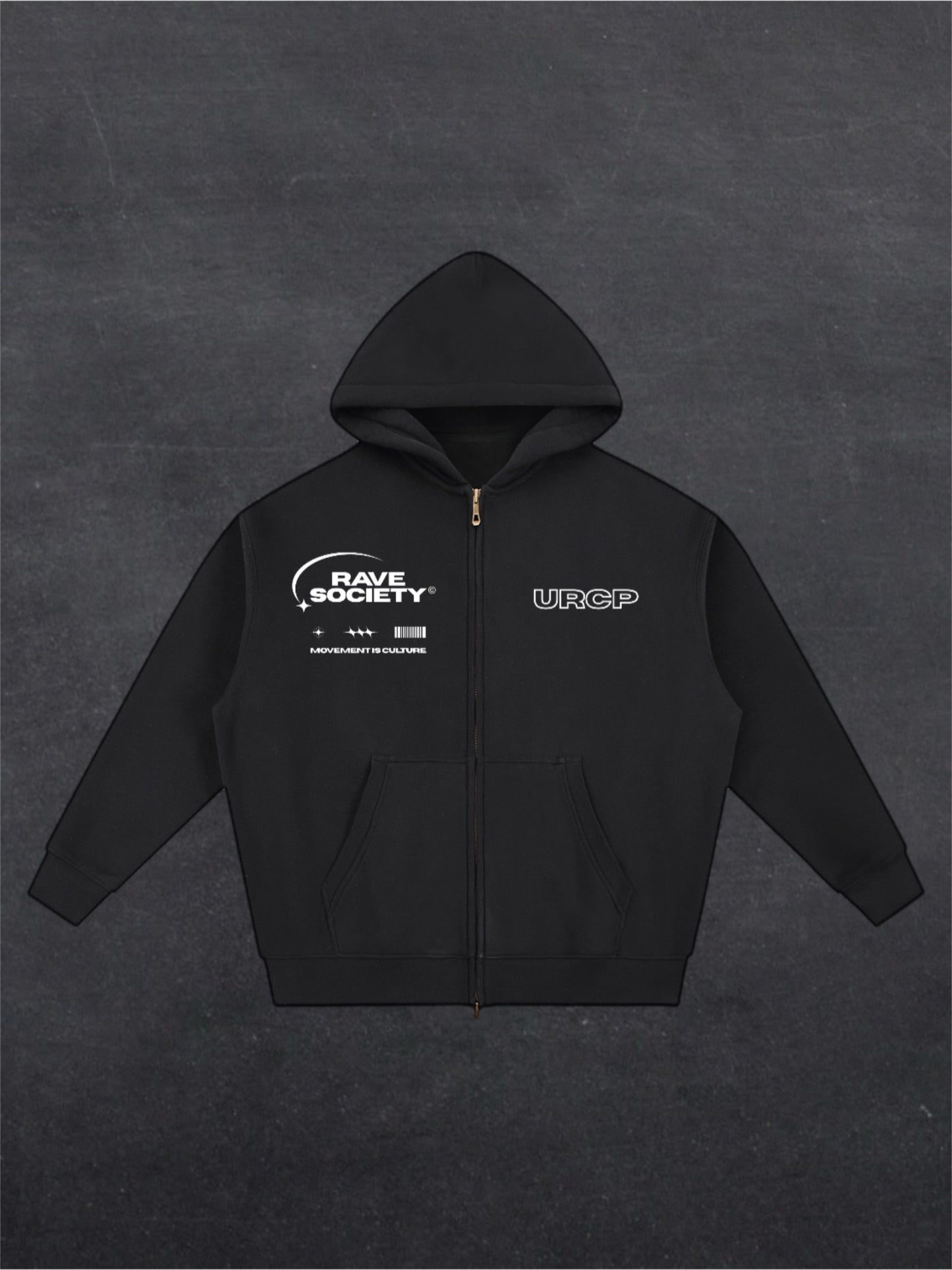 RAVE SOCIETY URCP UNISEX HOODIE - FRONT PRINT (multiple colours)