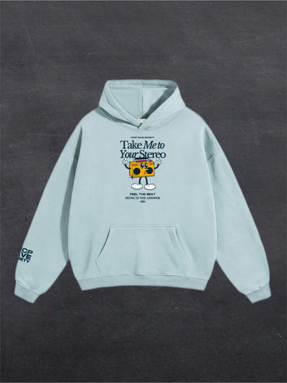 TAKE ME TO YOUR STEREO UNISEX HOODIE - FRONT PRINT (multiple colours)