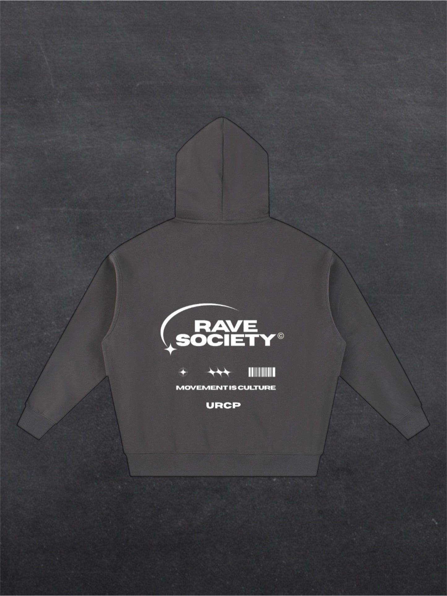 RAVE SOCIETY URCP UNISEX ZIP UP HOODIE - BACK PRINT (multiple colours)