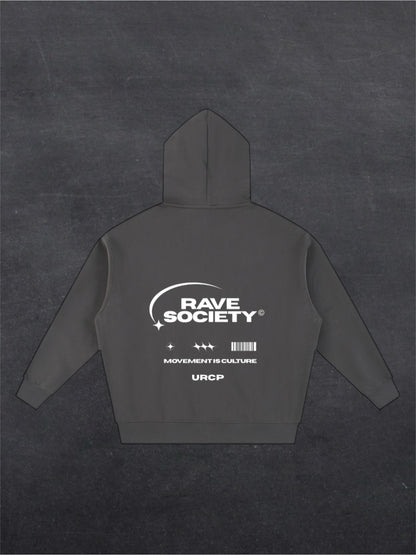 RAVE SOCIETY URCP UNISEX ZIP UP HOODIE - BACK PRINT (multiple colours)