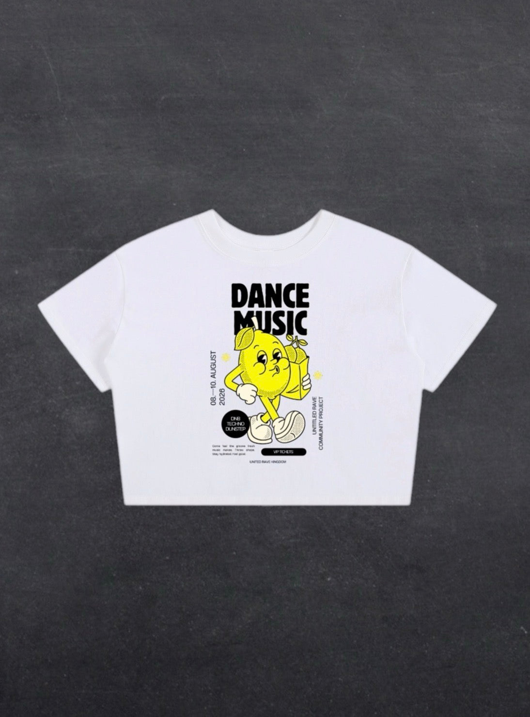 DANCE MUSIC CROPPED TEE - FRONT PRINT (white)