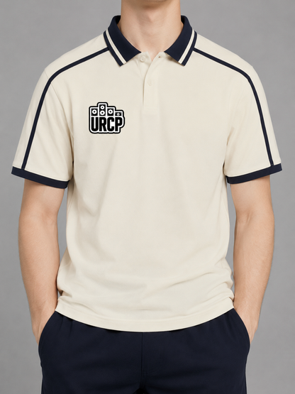 URCP UNISEX STRIPPED POLO - FRONT PRINT (multiple colours)