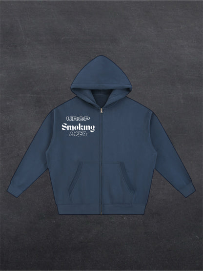 SMOKING AREA UNISEX ZIP UP HOODIE - FRONT PRINT (multiple colours)