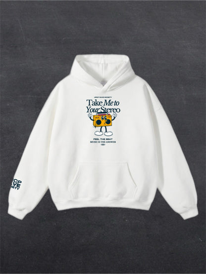 TAKE ME TO YOUR STEREO UNISEX HOODIE - FRONT PRINT (multiple colours)