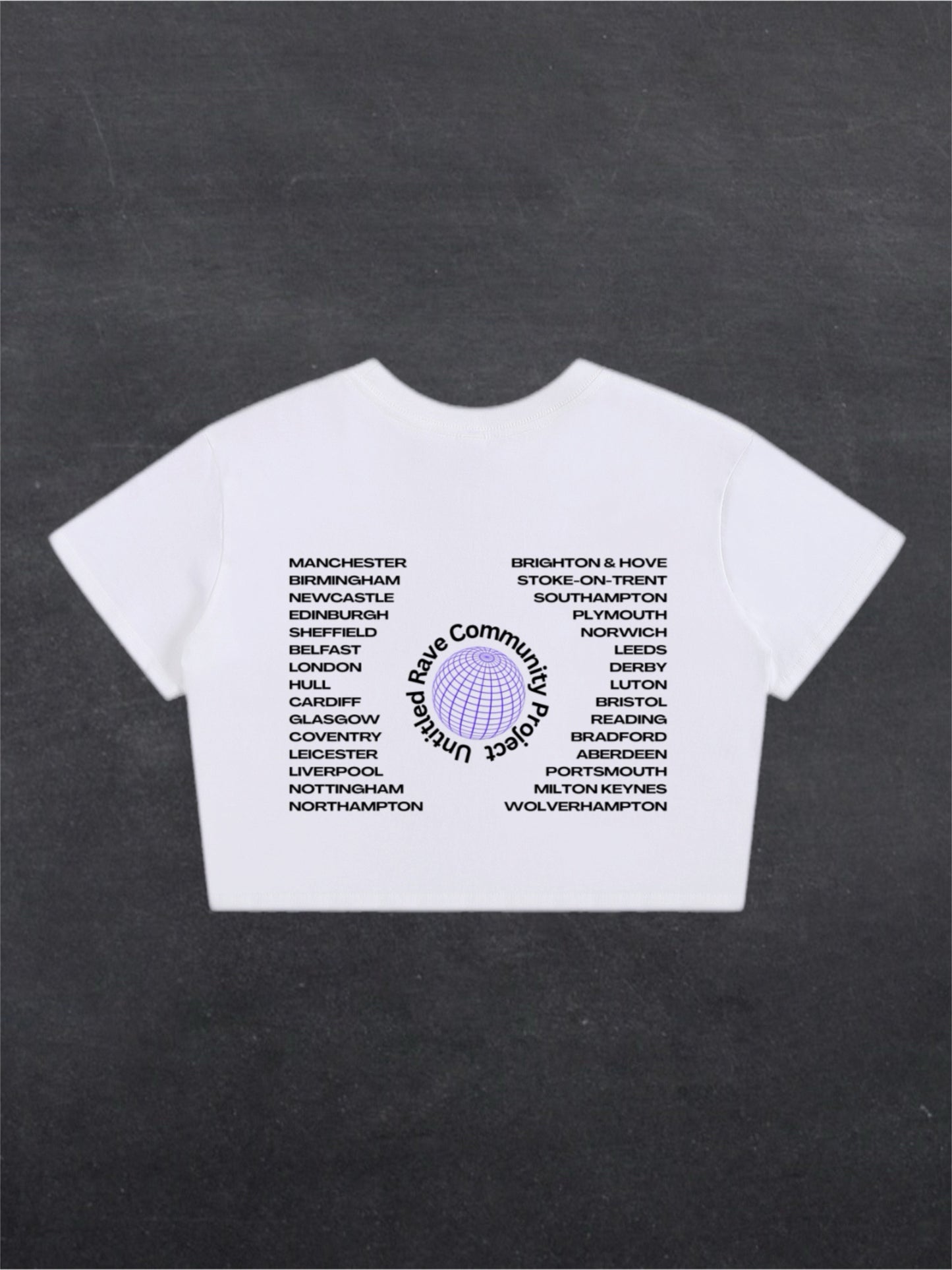 UNITED RAVE KINGDOM CROPPED TEE - BACK PRINT (white)
