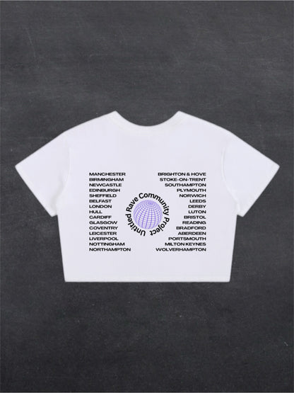UNITED RAVE KINGDOM CROPPED TEE - BACK PRINT (white)