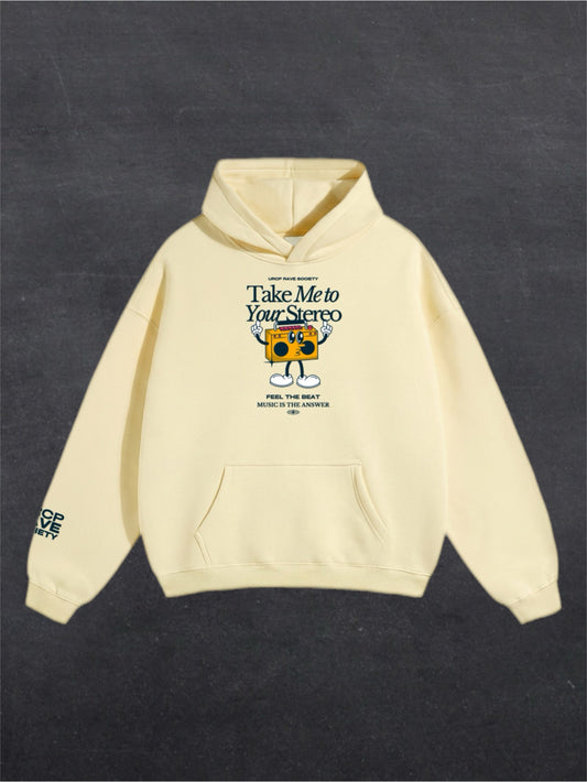 TAKE ME TO YOUR STEREO UNISEX HOODIE - FRONT PRINT (multiple colours)