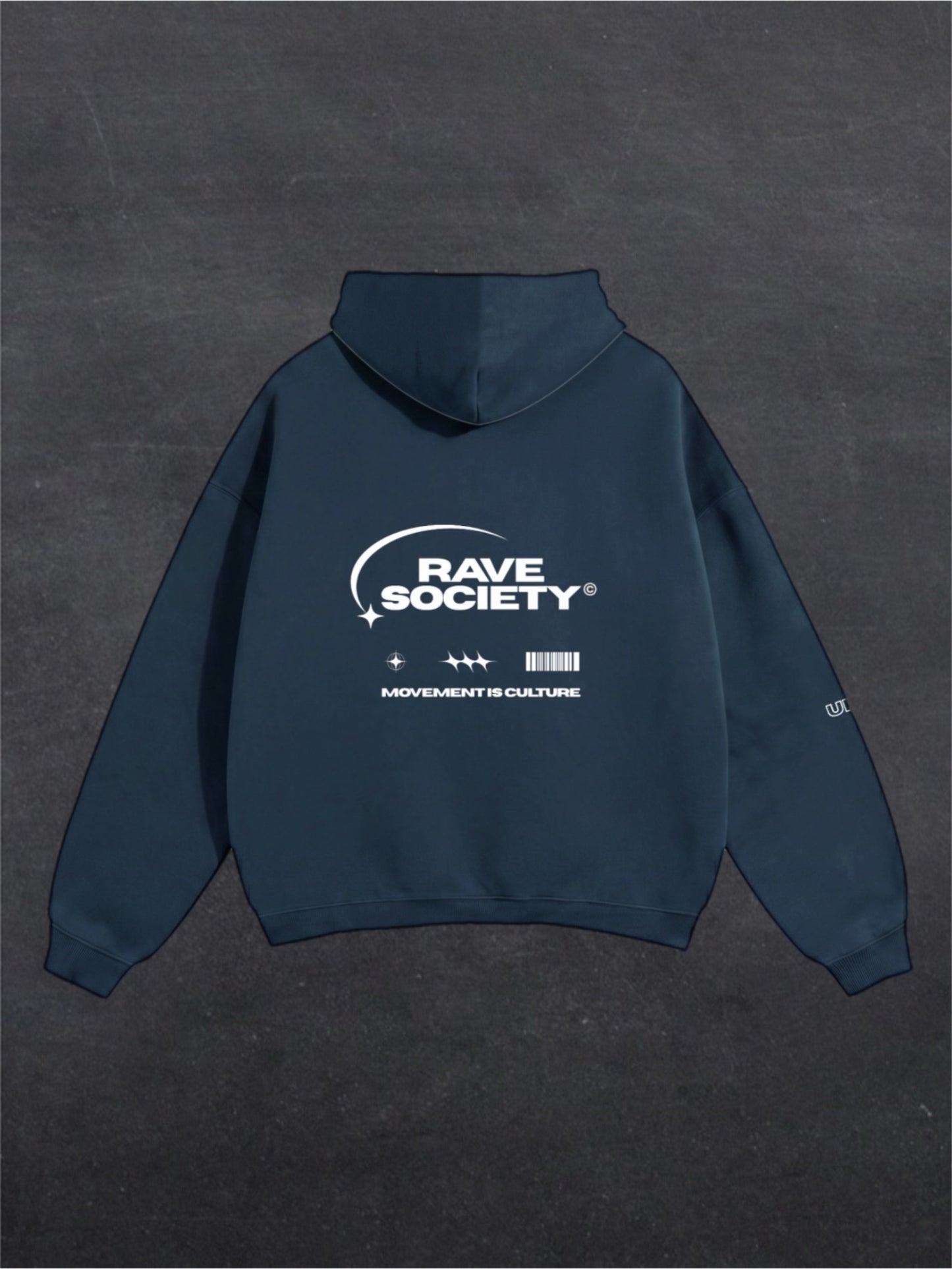 RAVE SOCIETY UNISEX HOODIE - BACK PRINT (multiple colours)