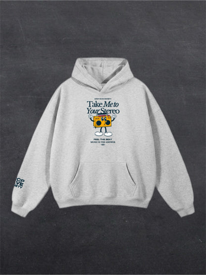TAKE ME TO YOUR STEREO UNISEX HOODIE - FRONT PRINT (multiple colours)