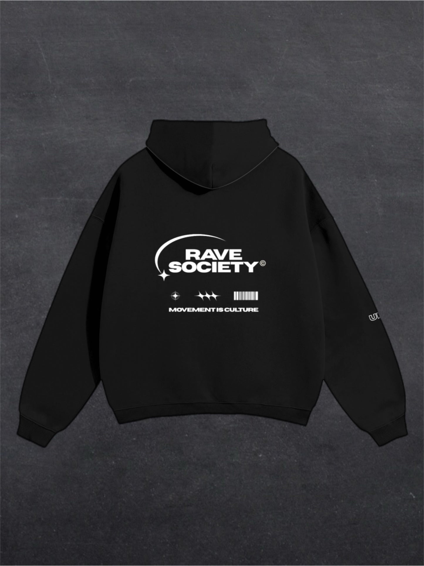 RAVE SOCIETY UNISEX HOODIE - BACK PRINT (multiple colours)