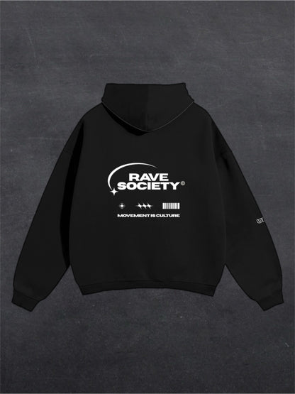 RAVE SOCIETY UNISEX HOODIE - BACK PRINT (multiple colours)