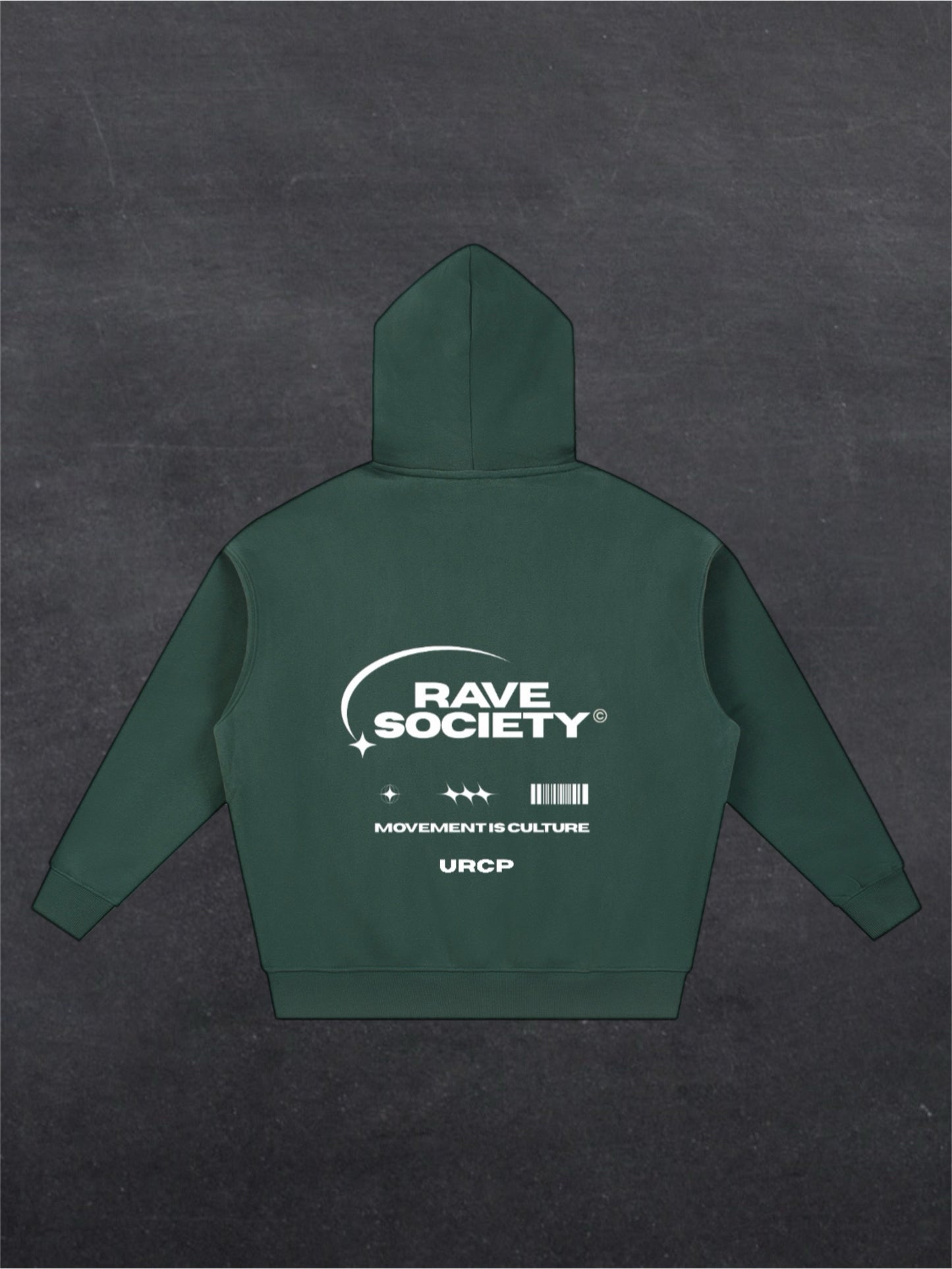 RAVE SOCIETY URCP UNISEX ZIP UP HOODIE - BACK PRINT (multiple colours)