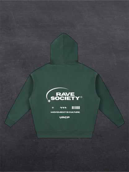 RAVE SOCIETY URCP UNISEX ZIP UP HOODIE - BACK PRINT (multiple colours)