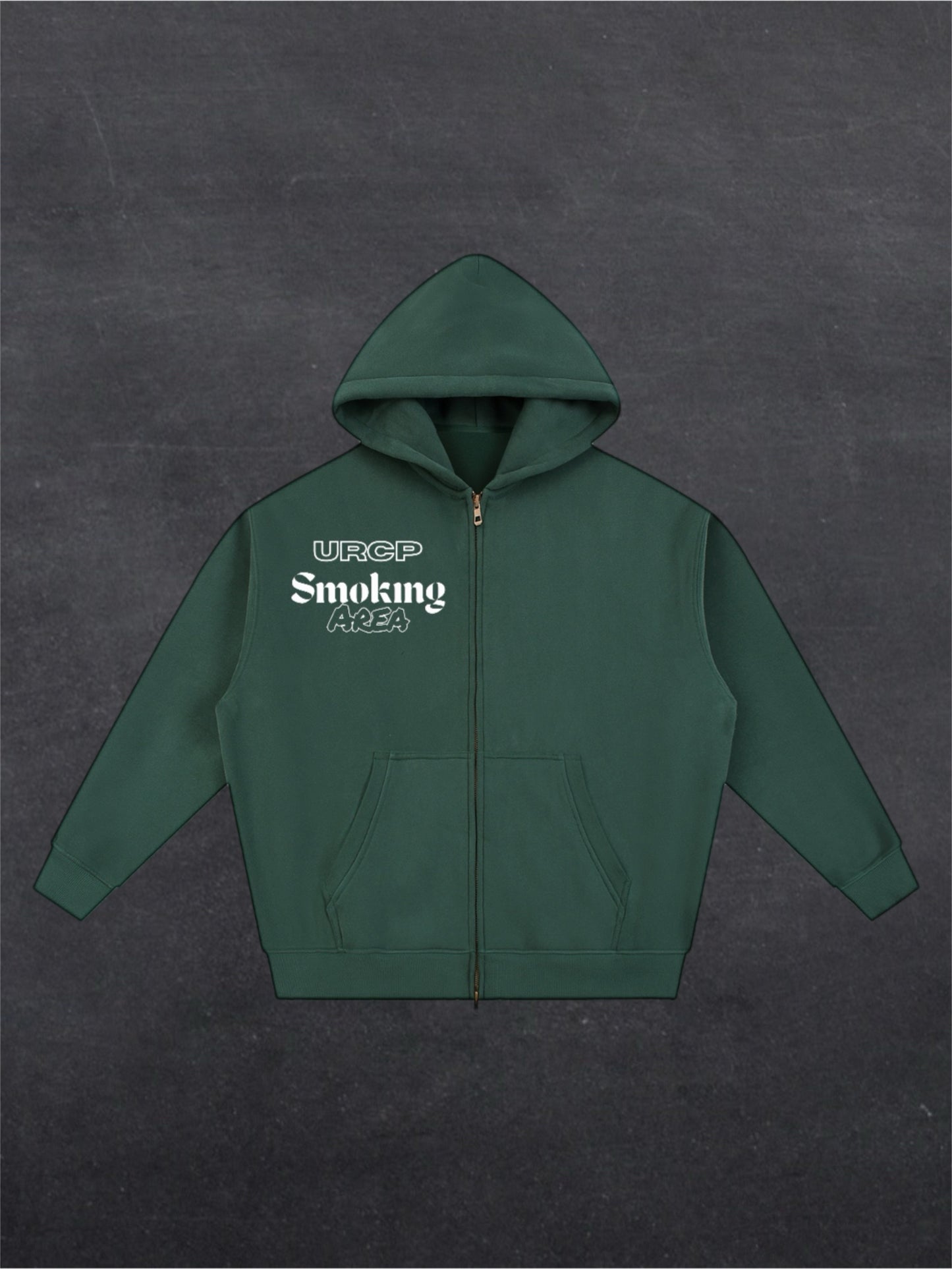 SMOKING AREA UNISEX ZIP UP HOODIE - FRONT PRINT (multiple colours)