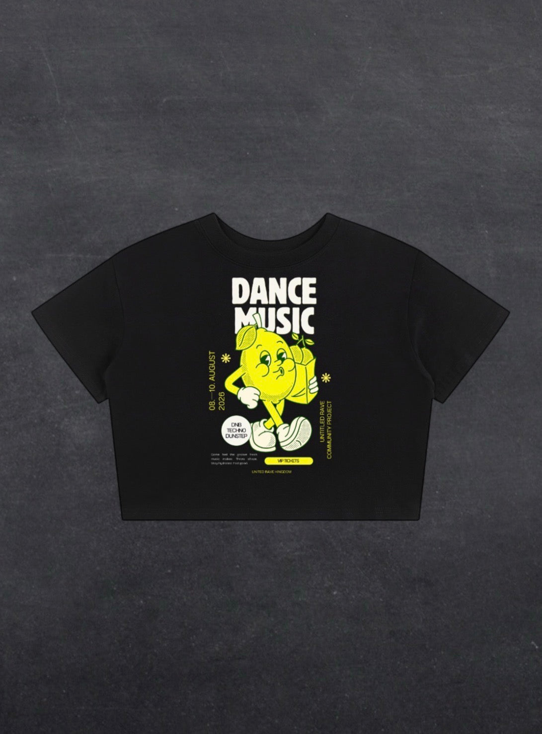 DANCE MUSIC CROPPED TEE - FRONT PRINT (black)
