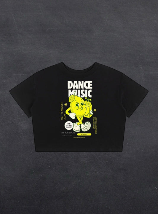DANCE MUSIC CROPPED TEE - FRONT PRINT (black)