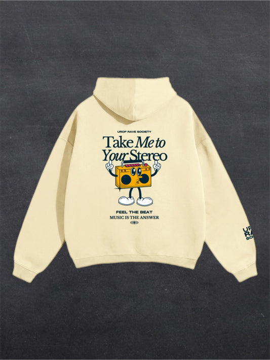 TAKE ME TO YOUR STEREO UNISEX HOODIE - BACK PRINT (multiple colours)