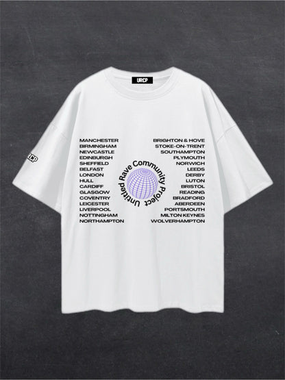UNITED RAVE KINGDOM UNISEX TEE - FRONT PRINT (multiple colours)