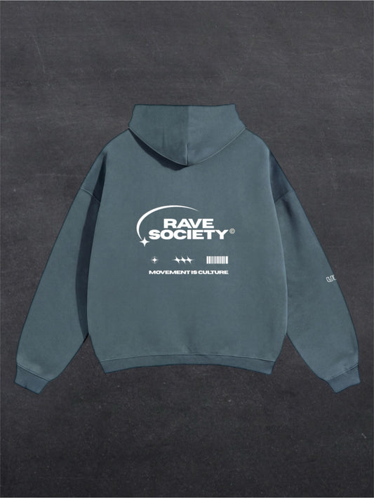 RAVE SOCIETY UNISEX HOODIE - BACK PRINT (multiple colours)