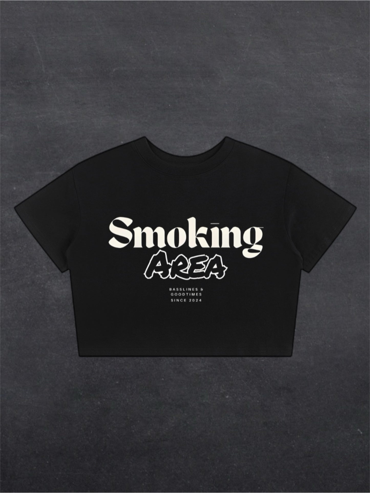 SMOKING AREA CROPPED TEE - FRONT PRINT (black)