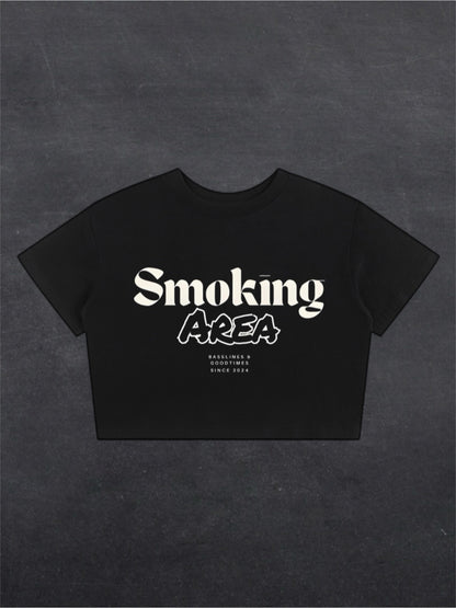SMOKING AREA CROPPED TEE - FRONT PRINT (black)