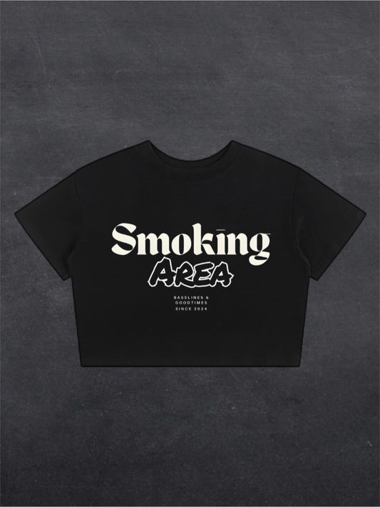 SMOKING AREA CROPPED TEE - FRONT PRINT (black)