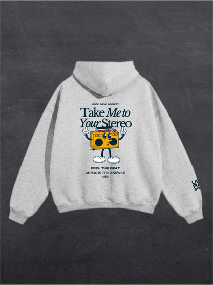 TAKE ME TO YOUR STEREO UNISEX HOODIE - BACK PRINT (multiple colours)