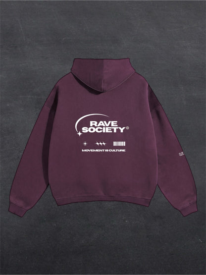 RAVE SOCIETY UNISEX HOODIE - BACK PRINT (multiple colours)