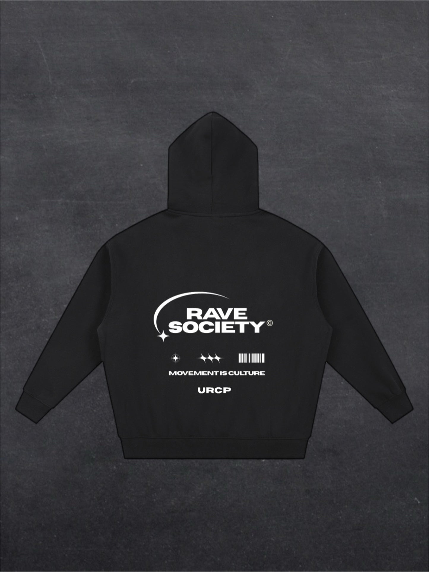 RAVE SOCIETY URCP UNISEX ZIP UP HOODIE - BACK PRINT (multiple colours)