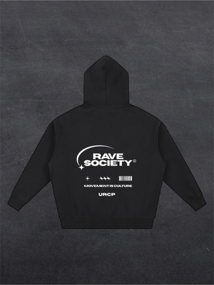 RAVE SOCIETY URCP UNISEX ZIP UP HOODIE - BACK PRINT (multiple colours)